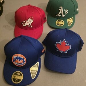 New Era Red, Green, and Blue MLB Caps